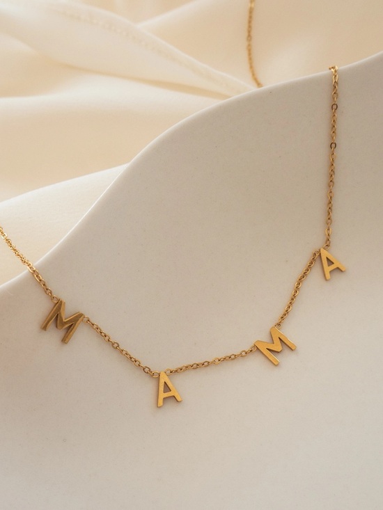 Private Label Jewelry - 18K Gold Dipped MAMA Necklace (9708)